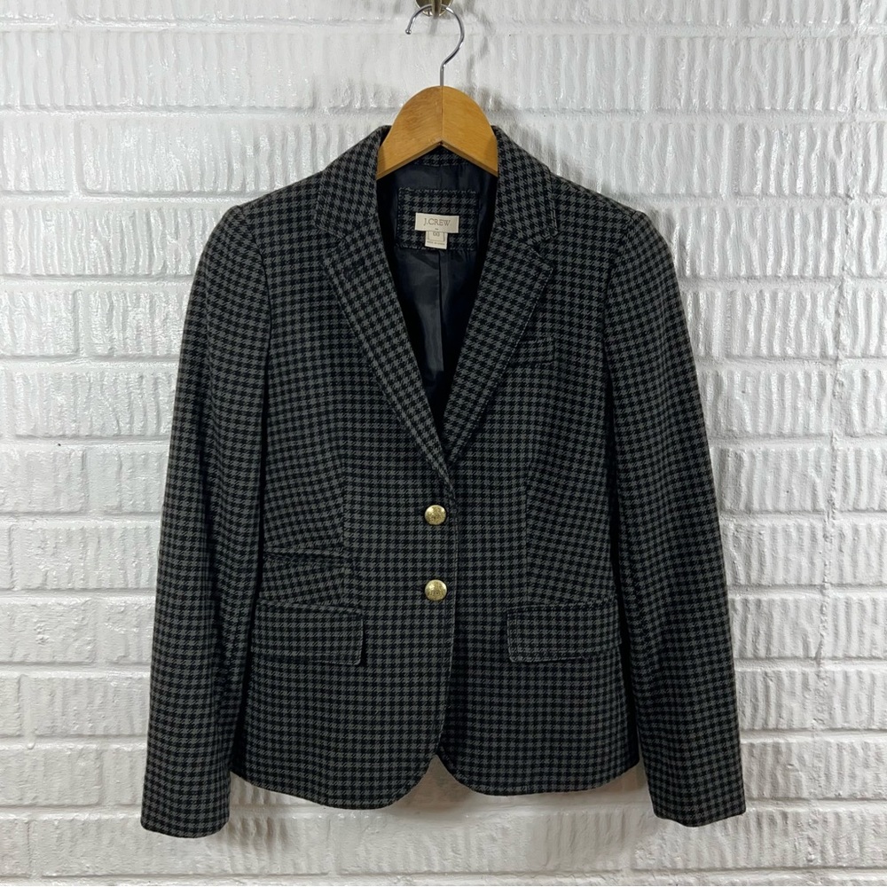 J Crew Keating Boy Houndstooth Blazer Elbow Patch 00